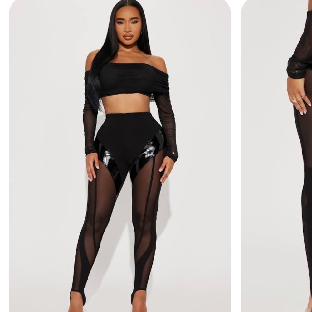 FASHION NOVA SHEER PANEL STIRRUP PANT